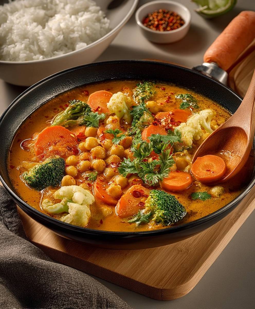 Cremiges Gemüse Curry mit Kichererbsen und Kokosmilch image 2