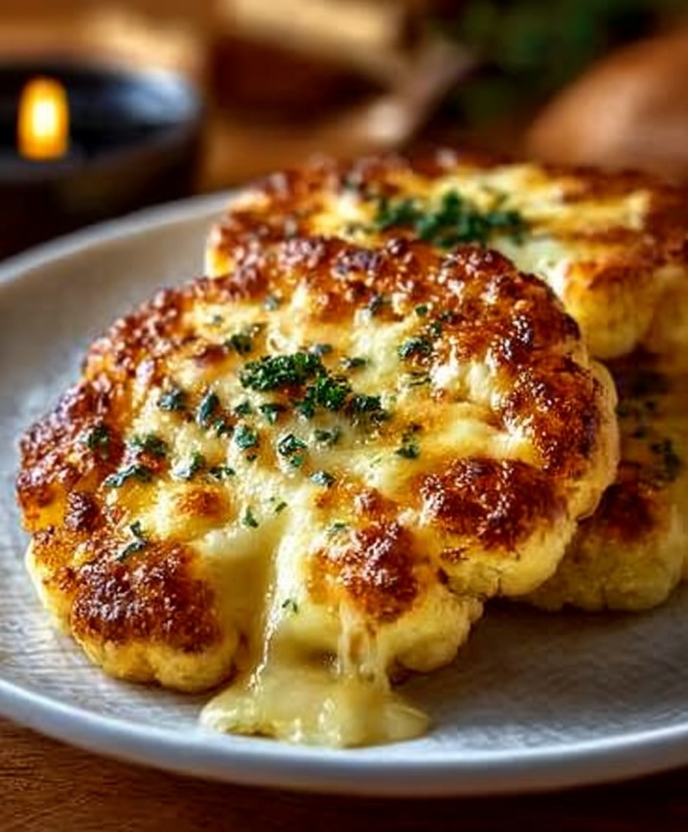 Goldbraun überbackene, käsige Blumenkohlsteaks, die Sie lieben werden image 2
