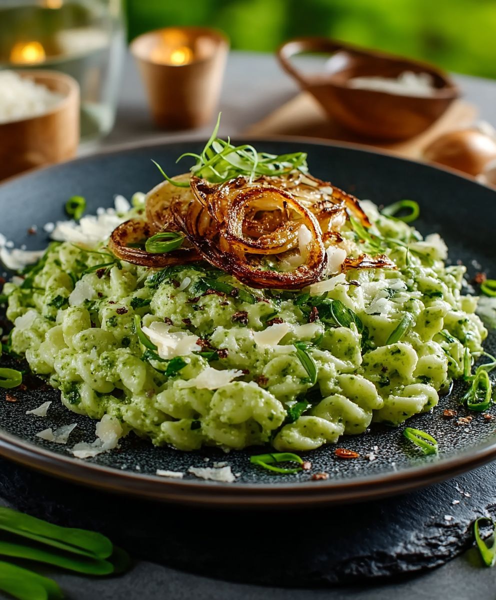 Spitzli-Nudeln mit Käse, Bärlauch und gerösteten Zwiebeln – ein Frühlingsrezept image 2
