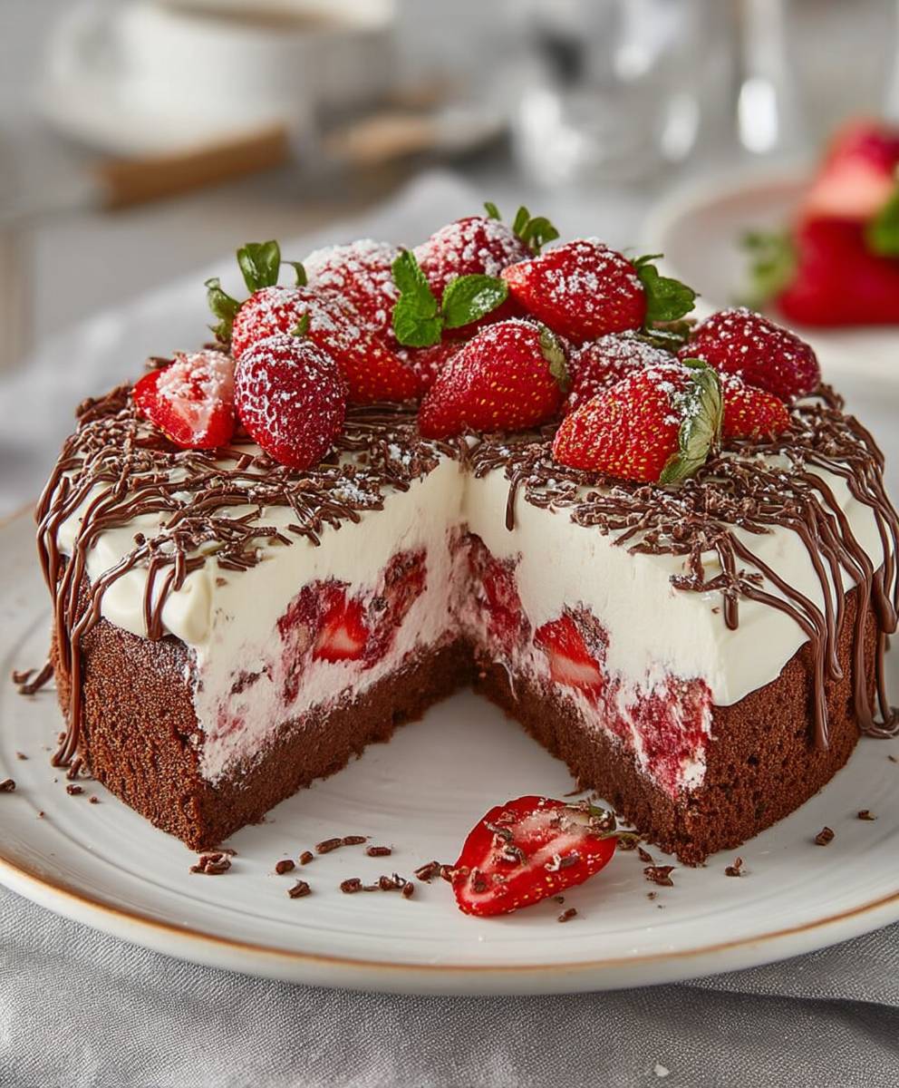 Superweicher Erdbeerkuchen mit Erdbeeren und weißer Schokolade image 2