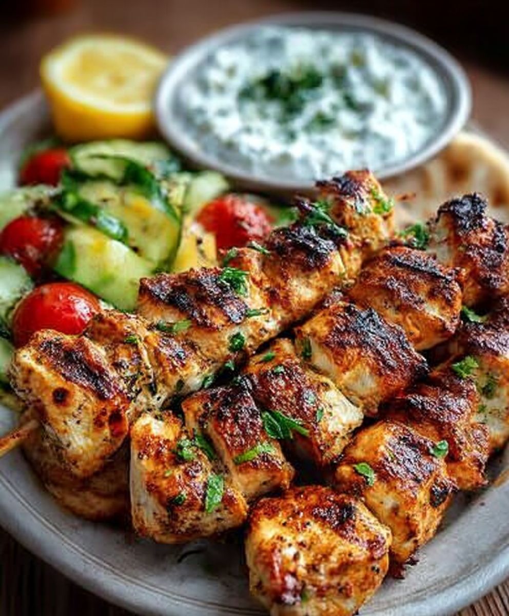 Griechische Hähnchen-Souvlaki-Platte mit Feta-Dip – Ein mediterranes Festmahl zum Teilen image 2