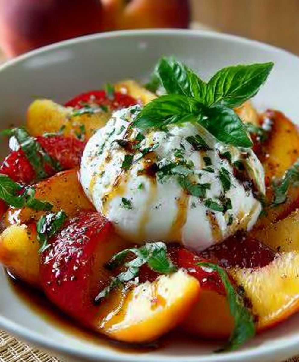 Peach Caprese Salad with Burrata image 2