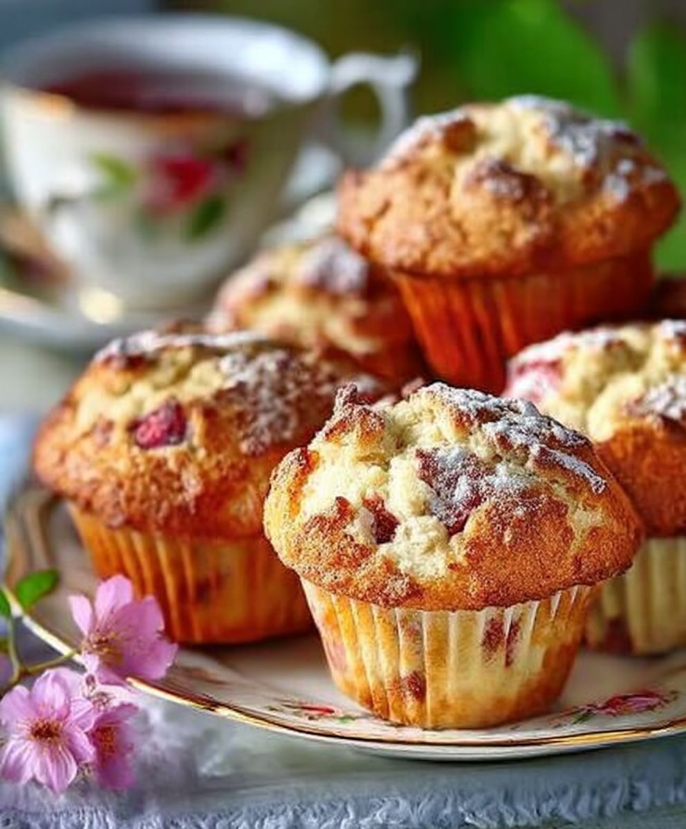 Saftige Rhabarbermuffins mit Vanille zum Tee image 2